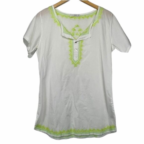 Subtle Luxury White and Green Boyfriend Shirt - Picture 1 of 12